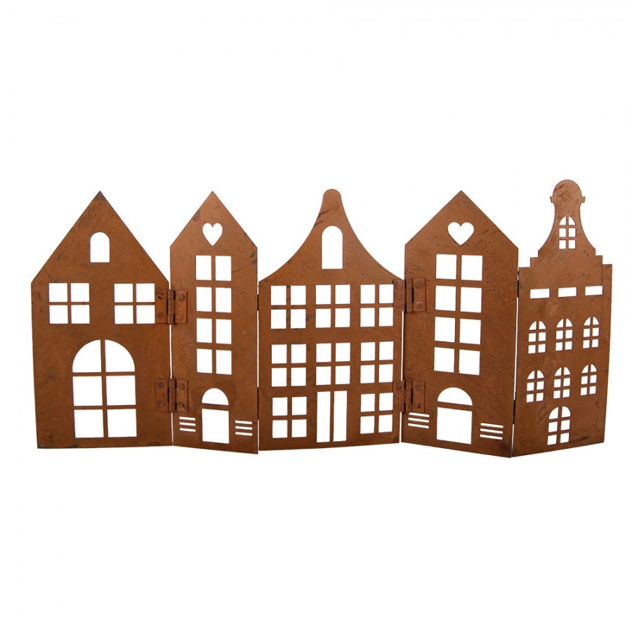 Rustikální rezavá skládací dekorace domky Candle Rust - 45*1*21 cm