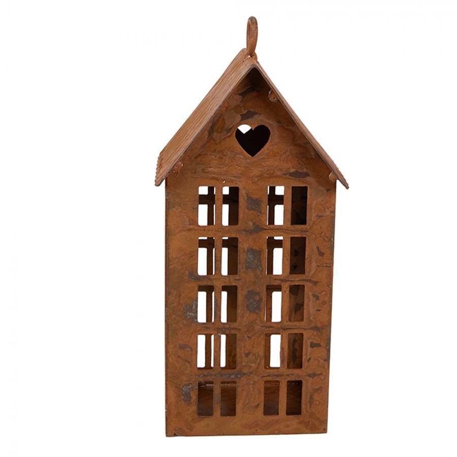 Rezavý svícen ve tvaru domku Rustic Charm - 7*8*15 cm