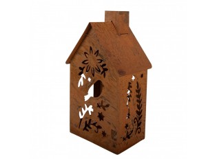Rezavý svícen ve tvaru domku Rustic Charm - 11*15*26 cm