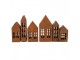 Set 6ks rezavá dekorace ve tvaru domku Rustic Charm - 27*3*14 cm Clayre & Eef