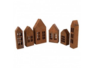 Decorative Figurine House 27x3x14 Cm Brown Metal - (6) 27*3*14 cm