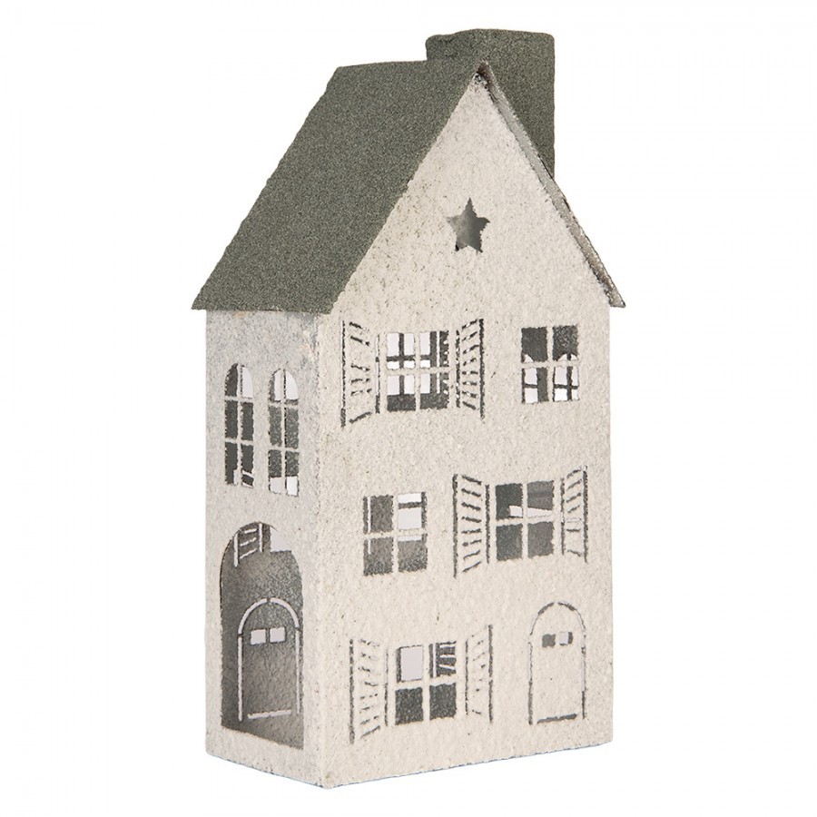 Kovový svícen domek s pískovým povrchem Raw Sand - 16*9*32 cm