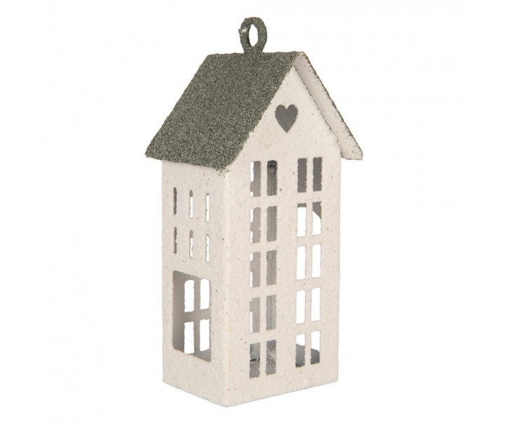 Kovový svícen domek s pískovým povrchem Raw Sand - 7*8*17 cm Clayre & Eef