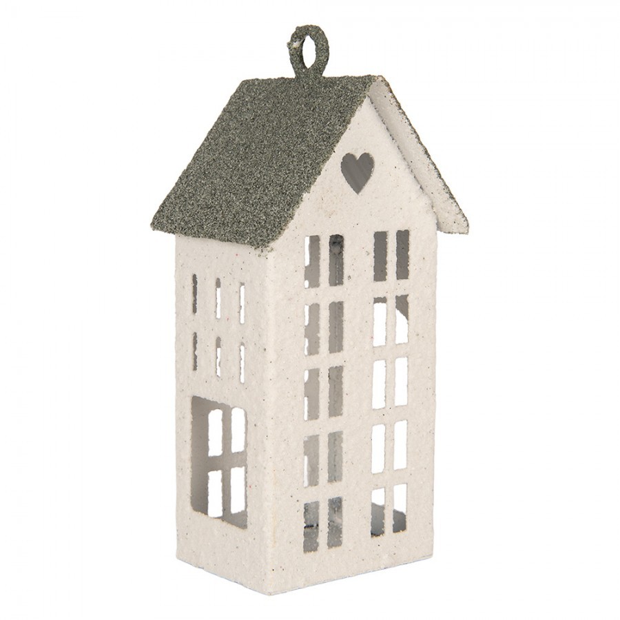 Kovový svícen domek s pískovým povrchem Raw Sand - 7*8*17 cm