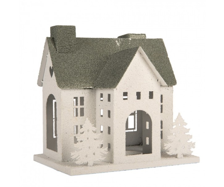 Kovový svícen domek s pískovým povrchem Raw Sand - 26*17*26 cm Clayre & Eef