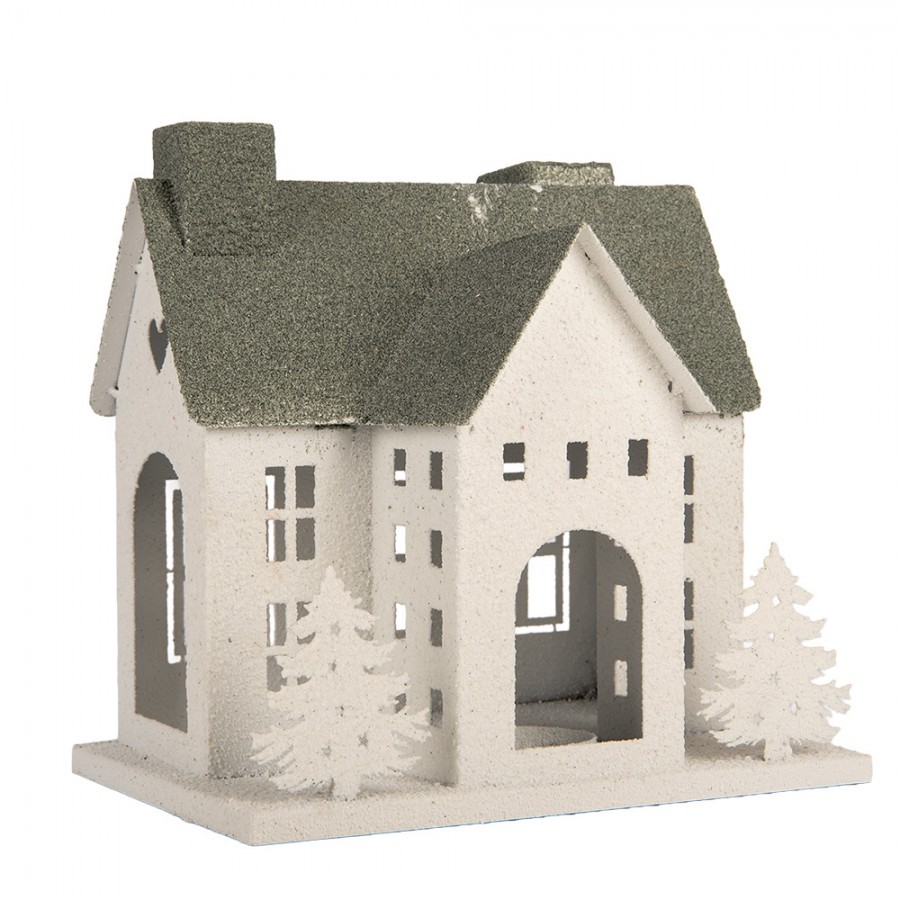Kovový svícen domek s pískovým povrchem Raw Sand - 26*17*26 cm