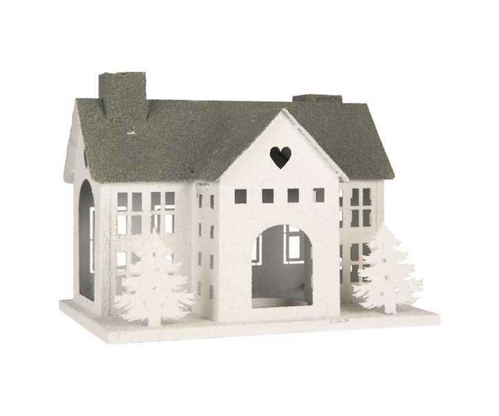 Kovový svícen domek s pískovým povrchem Raw Sand - 36*23*32 cm Clayre & Eef