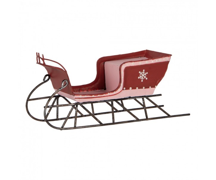 Červené kovové retro sáně s vločkou Christmas Sled - 20*6*9 cm Clayre & Eef
