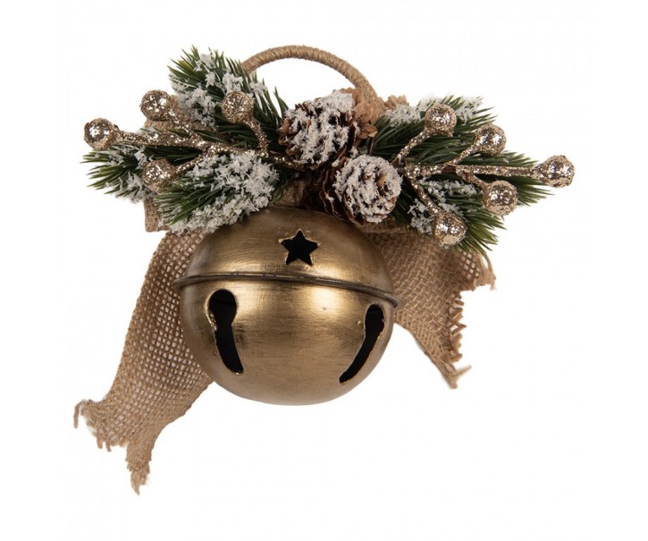Christmas Decoration Figurine Bell 16x7x13 Cm Gold Colored Metal - 16*7*13 cm Clayre & Eef
