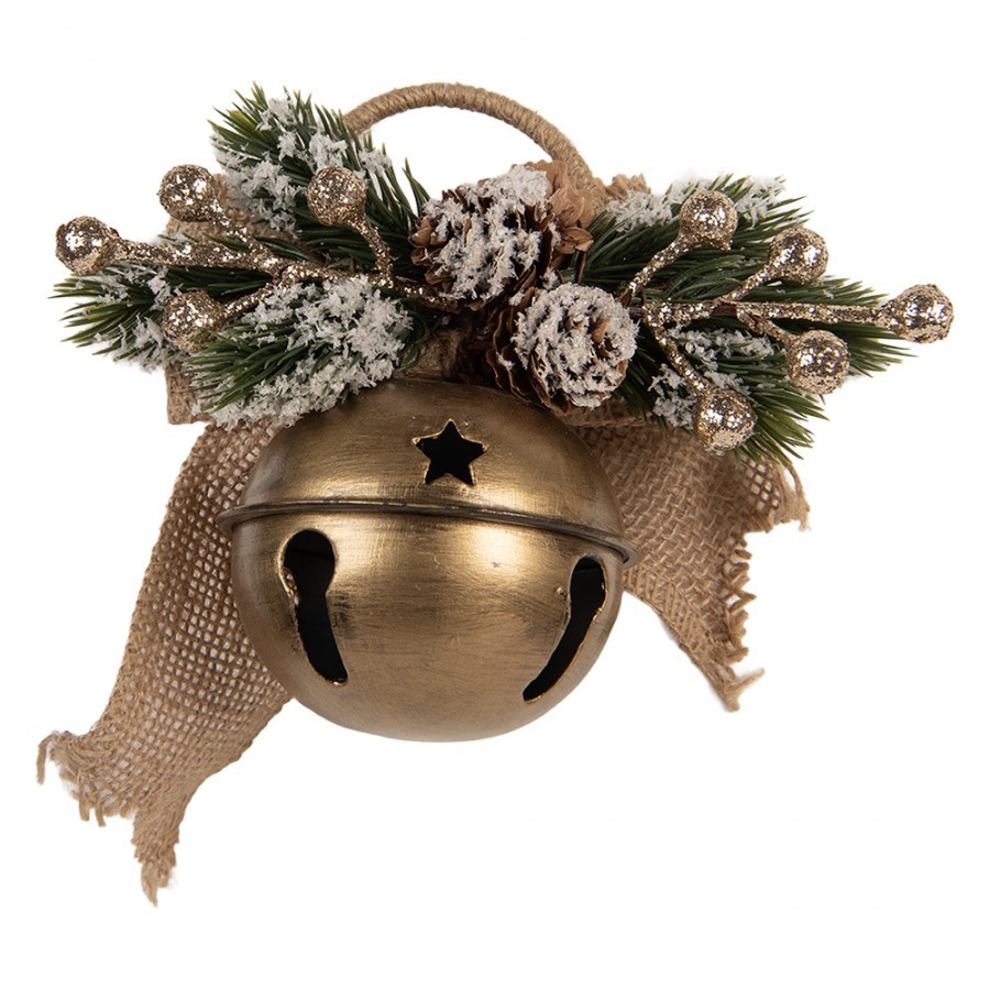Christmas Decoration Figurine Bell 16x7x13 Cm Gold Colored Metal - 16*7*13 cm