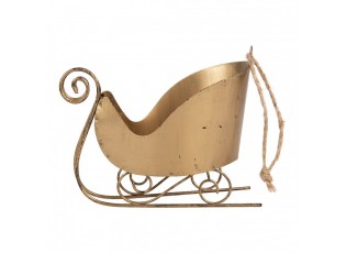 Zlatá antik vánoční ozdoba retro kovové sáně - 14*7*12 cm