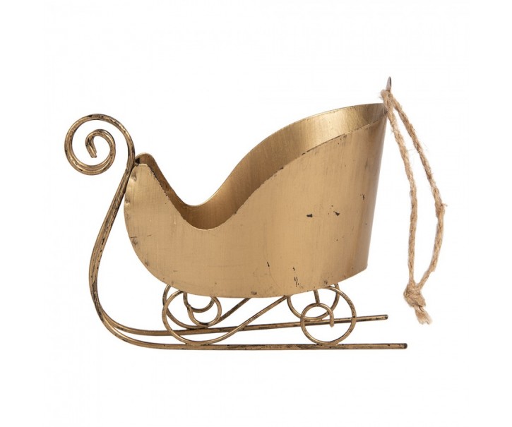 Christmas Ornament Sled 14x7x12 Cm Gold Colored Metal - 14*7*12 cm Clayre & Eef