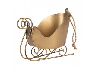 Christmas Ornament Sled 14x7x12 Cm Gold Colored Metal - 14*7*12 cm