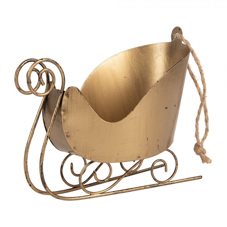 Christmas Ornament Sled 14x7x12 Cm Gold Colored Metal - 14*7*12 cm Clayre & Eef Christmas Ornament Sled 14x7x12 Cm Gold Colored Metal - 14*7*12 cm Clayre & Eef