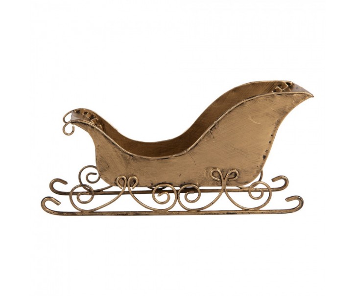 Christmas Decoration Figurine Sled 20x6x9 Cm Gold Colored Metal - 20*6*9 cm Clayre & Eef