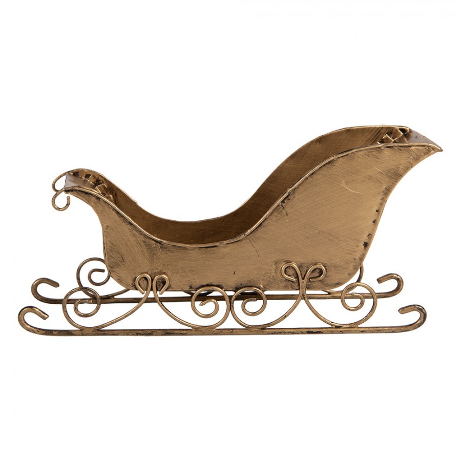 Christmas Decoration Figurine Sled 20x6x9 Cm Gold Colored Metal - 20*6*9 cm
