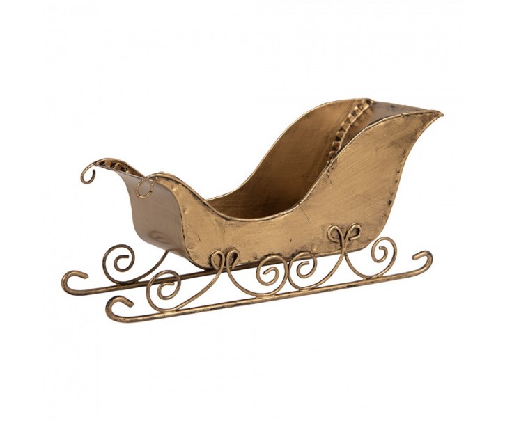 Vánoční dekorace zlaté antik kovové sáně - 20*6*9 cm Clayre & Eef