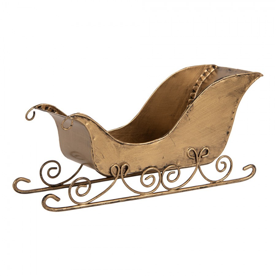 Christmas Decoration Figurine Sled 20x6x9 Cm Gold Colored Metal - 20*6*9 cm