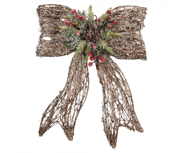 Christmas Decoration With LED Lighting 41x10x51 Cm / 3xAA Brown Rattan - LED 41*10*51 cm / 3*AA Clayre & Eef