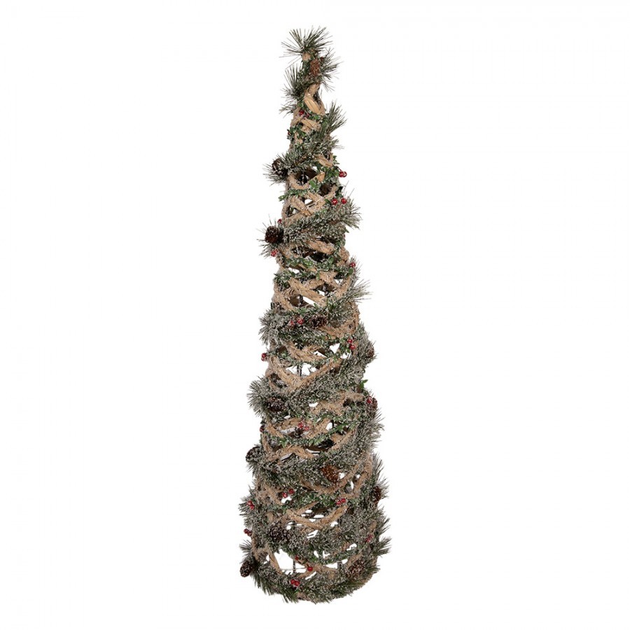 Vánoční zasněžený proutěný stromek s LED osvětlením - Ø 15*41 cm / 2*AA
