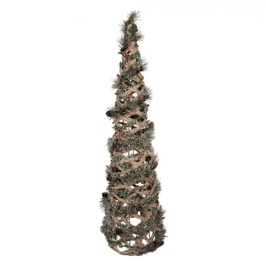 Vánoční zasněžený proutěný stromek s LED osvětlením - Ø 15*41 cm / 2*AA