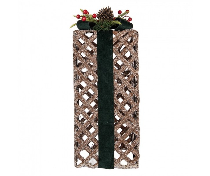 Christmas Decoration Figurine Gift 16x16x44 Cm Brown Rattan - 16*16*44 cm Clayre & Eef
