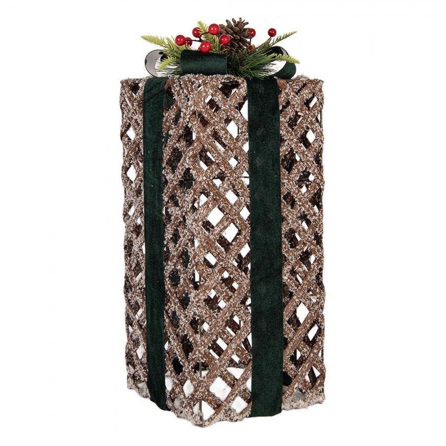 Kouzelný vánoční proutěný dárek se zasněženým efektem M - 16*16*44 cm