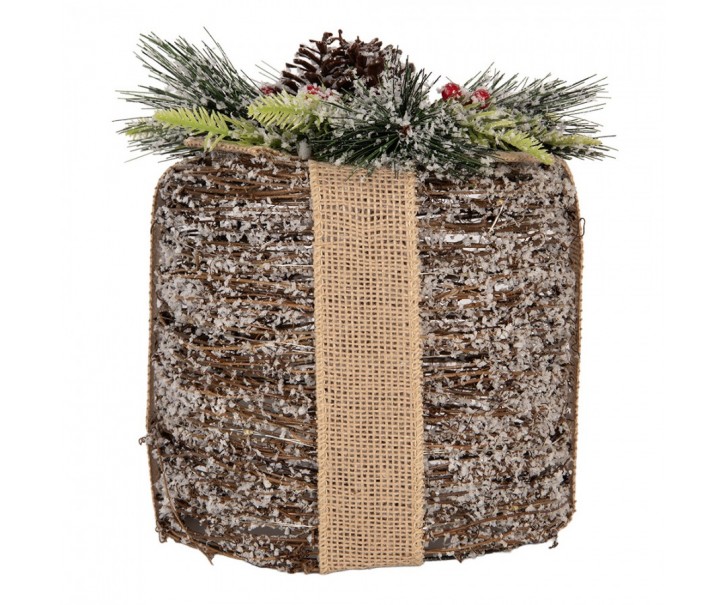 Christmas Decoration With LED Lighting Gift ? 25x30 Cm / 3xAA Brown Rattan - LED ? 25*30 cm / 3*AA Clayre & Eef