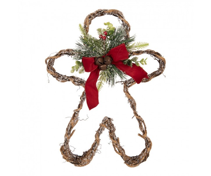 Christmas Decoration With LED Lighting Gingerbread Man 50x8x41 Cm / 3xAA Brown Rattan - 31*11*41 cm Clayre & Eef