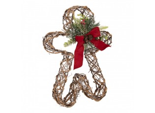 Christmas Decoration With LED Lighting Gingerbread Man 50x8x41 Cm / 3xAA Brown Rattan - 31*11*41 cm