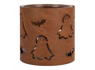Rustikální rezavý svícen s duchy Halloween - Ø 16*15 cm