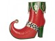 Červená kovová vánoční dekorace bota skřítka Elfa - 41*16*39 cm Clayre & Eef