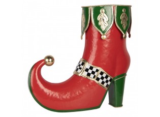 Christmas Decoration Figurine Boots 41x16x39 Cm Red Metal - 41*16*39 cm