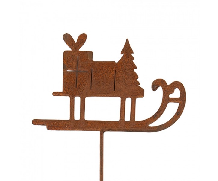 Rustikální rezavý zápich sáňky Sled Rust - 12*1*38 cm Clayre & Eef