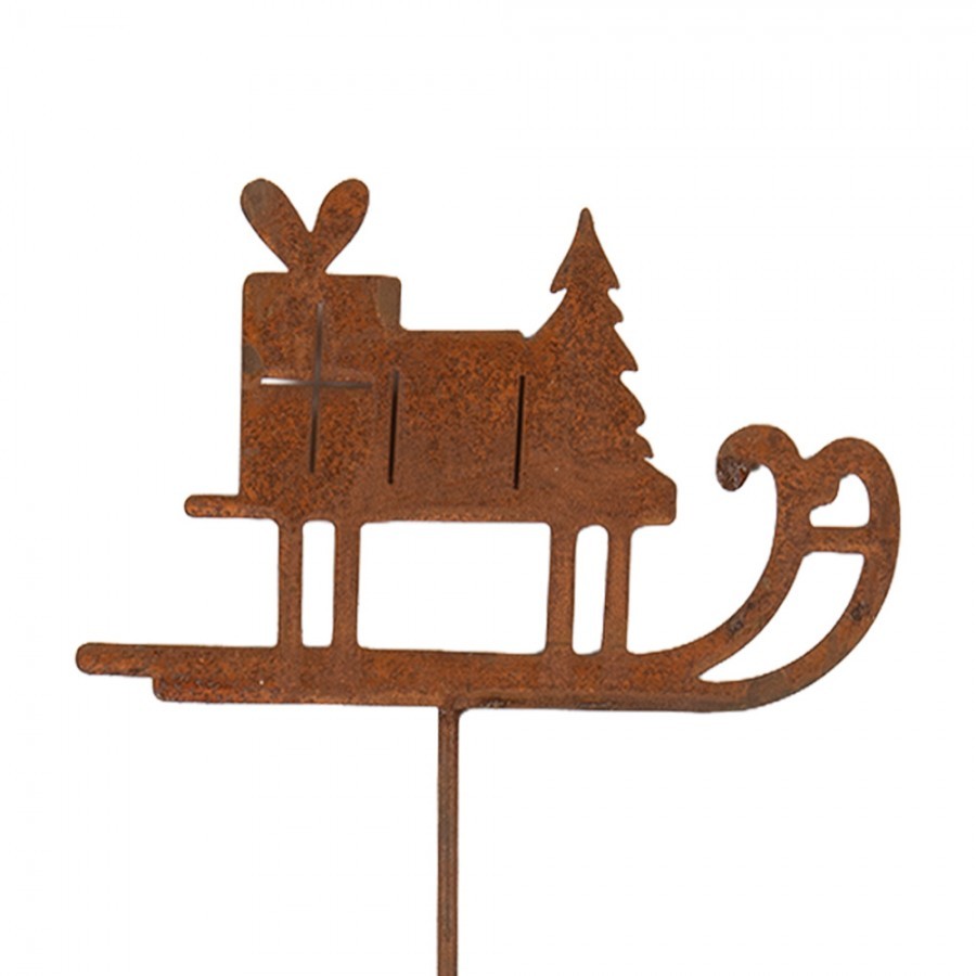 Rustikální rezavý zápich sáňky Sled Rust - 12*1*38 cm