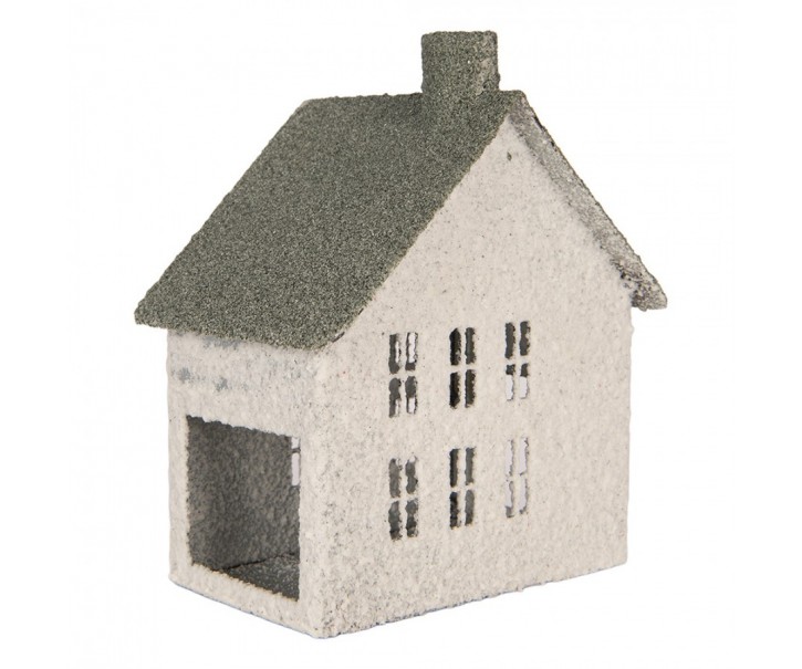 Kovový svícen domek s pískovým povrchem Raw Sand - 12*7*15 cm Clayre & Eef