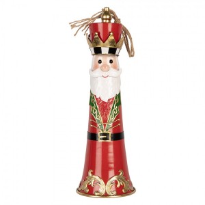 Kouzelný červený kovový vánoční zvonek Santa v podobě krále - Ø 16*47 cm