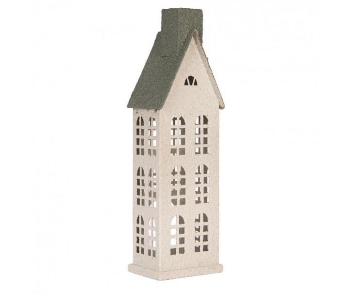 Kovový svícen domek s pískovým povrchem Raw Sand - 17*8*38 cm Clayre & Eef