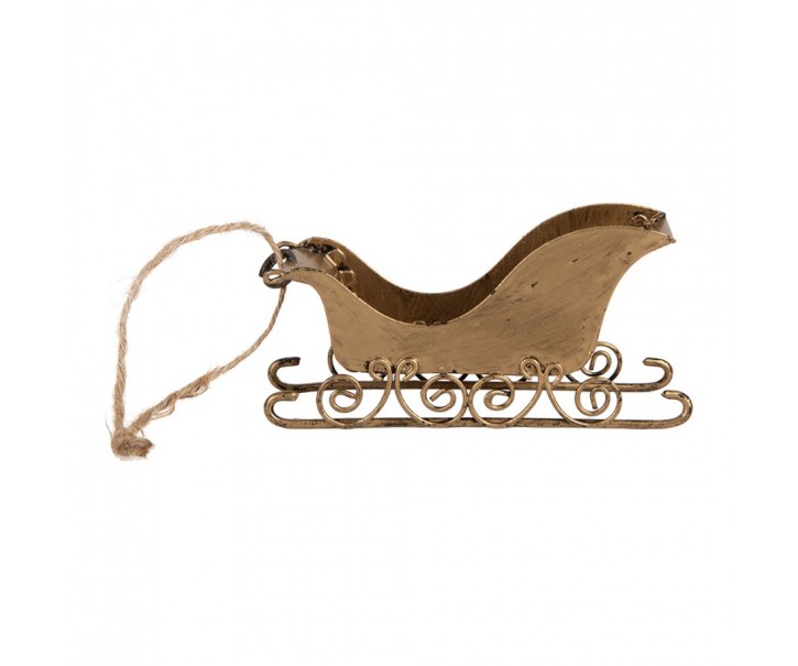 Christmas Ornament Sled 19x4x5 Cm Gold Colored Metal - 19*4*5 cm Clayre & Eef