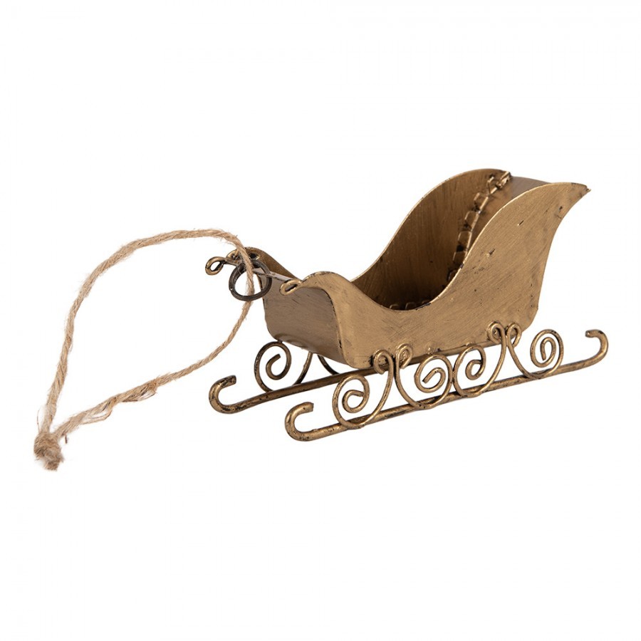 Christmas Ornament Sled 19x4x5 Cm Gold Colored Metal - 19*4*5 cm Clayre & Eef Christmas Ornament Sled 19x4x5 Cm Gold Colored Metal - 19*4*5 cm Clayre & Eef