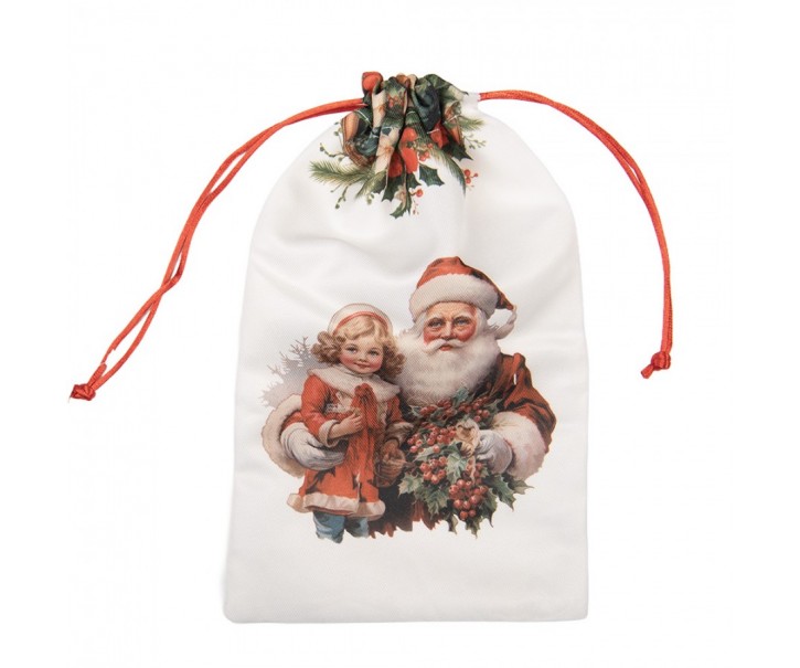 Látkový vánoční pytlík Santa - 14*1*22 cm Clayre & Eef