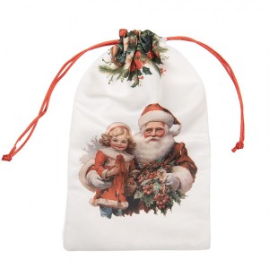 Látkový vánoční pytlík Santa - 14*1*22 cm