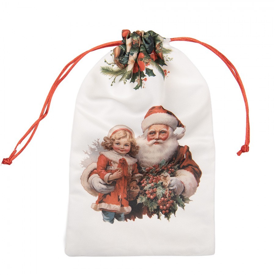 Látkový vánoční pytlík Santa - 14*1*22 cm