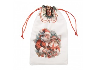 Látkový vánoční pytlík Santa s děvčátkem - 14*1*22 cm