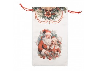 Látkový vánoční pytlík Santa s děvčátkem - 14*1*22 cm