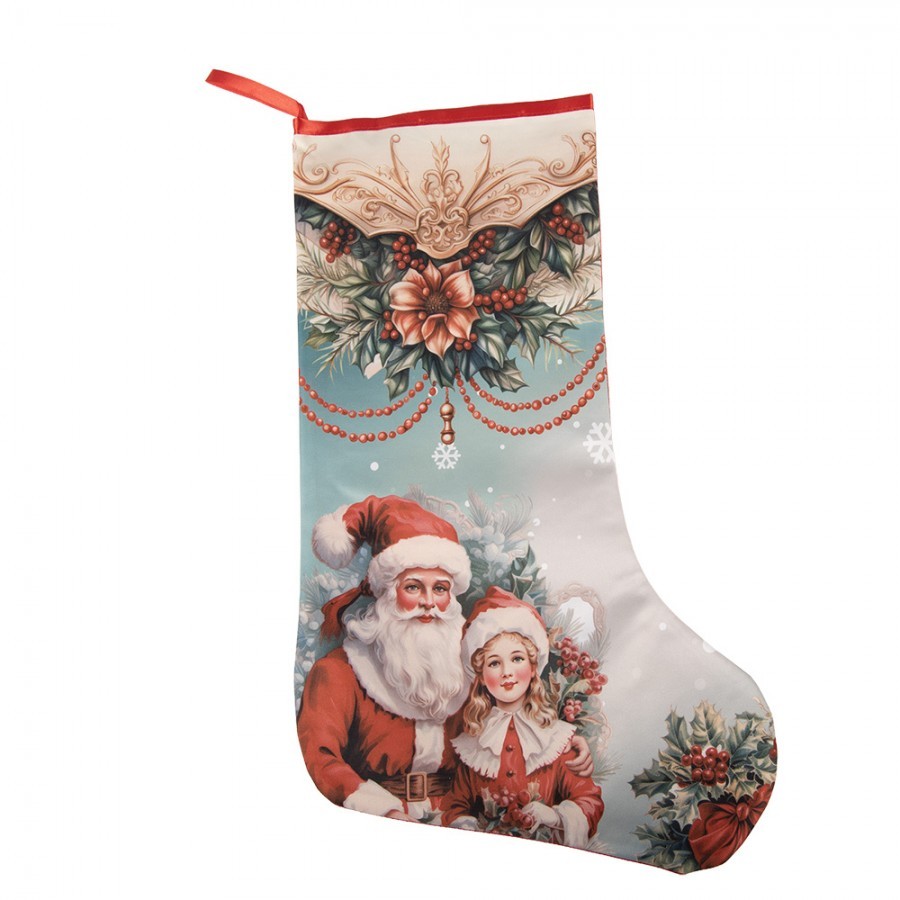 Vánoční punčocha Santa s děvčátkem M - 25*1*36 cm