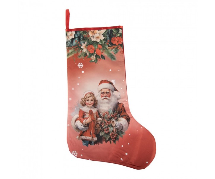 Červená vánoční punčocha Santa L - 29*1*48 cm Clayre & Eef