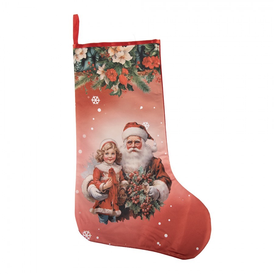 Červená vánoční punčocha Santa L - 29*1*48 cm
