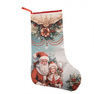 Vánoční punčocha Santa s děvčátkem L - 29*1*48 cm