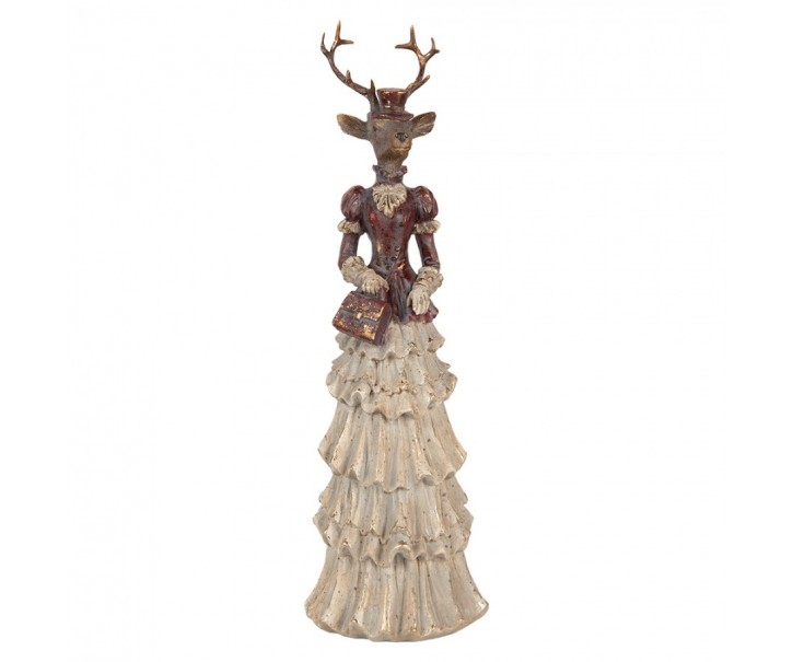 Vánoční dekorace jelení dáma Deer Vintage - 13*11*41 cm Clayre & Eef